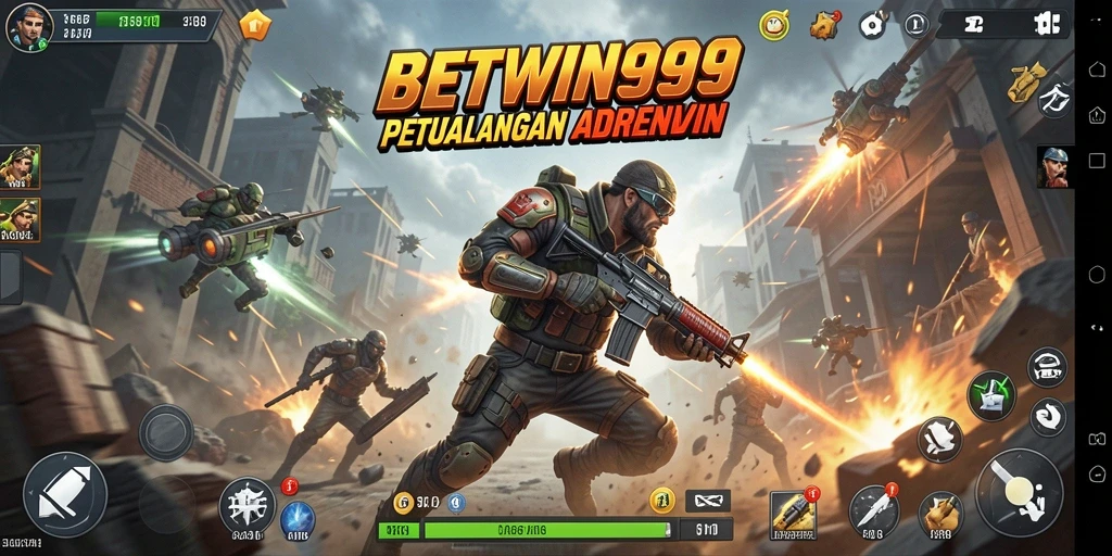 Screenshot utama BETWIN999 menampilkan aksi intense dan visual menakjubkan.