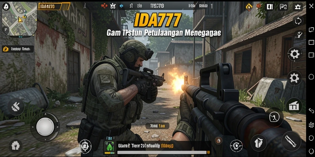 Tangkapan layar gameplay IDA777 dengan aksi menegangkan di arena pertempuran.