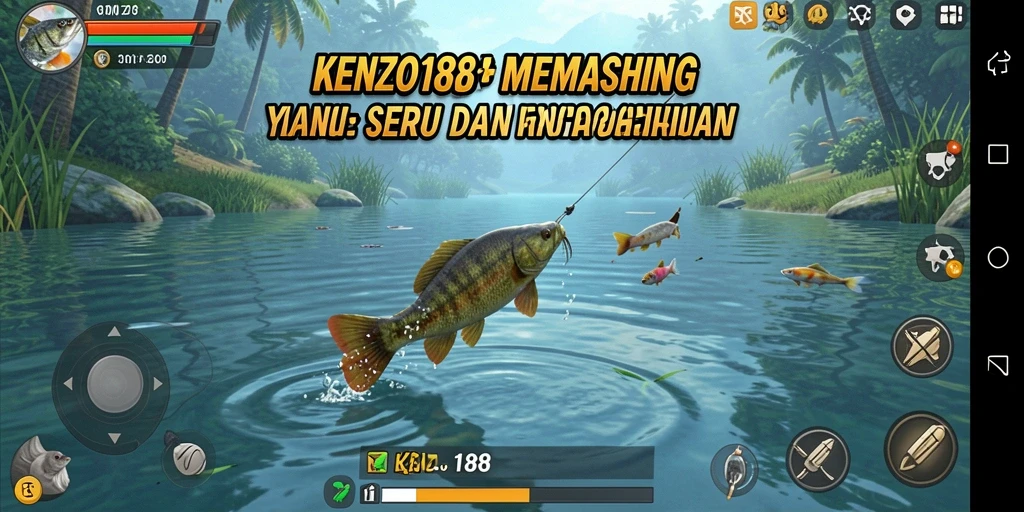 Tangkapan ikan di layar dengan grafis yang menarik.