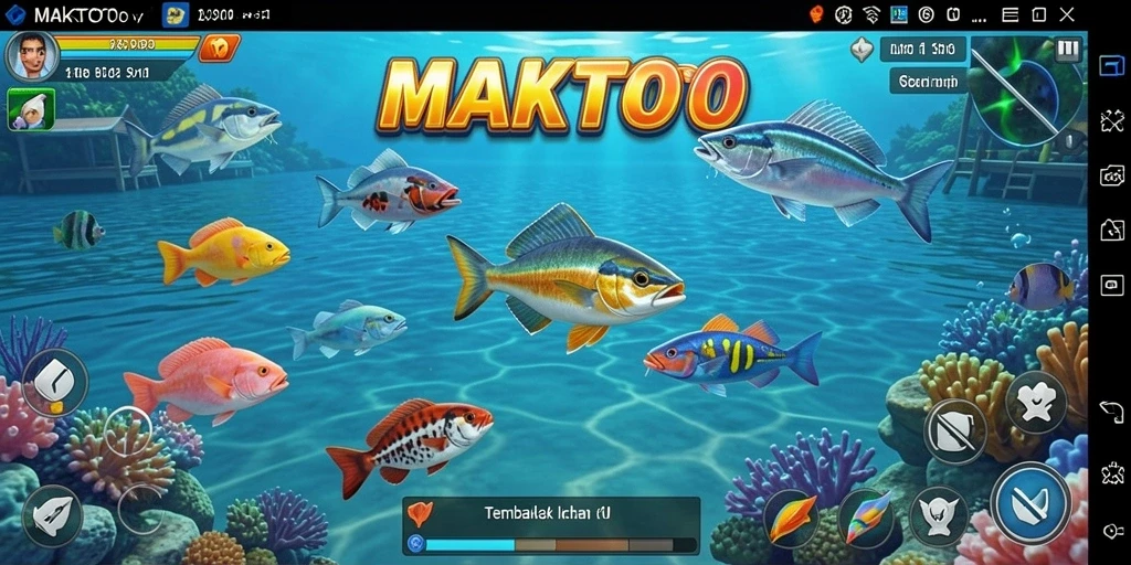 Tampilan gameplay seru dari MAKTOTO saat menembak ikan.