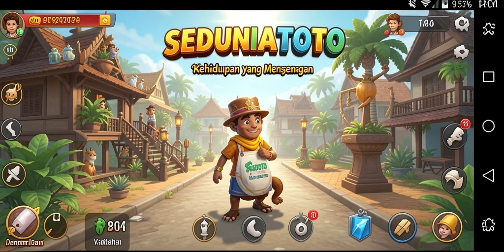 Tampilan gameplay <strong>SEDUNIATOTO</strong> yang penuh warna dan menarik.