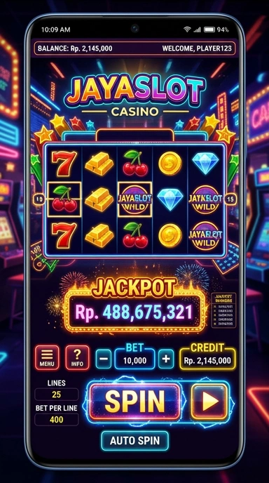Tampilan utama aplikasi jayaslot yang menarik dan fungsional.